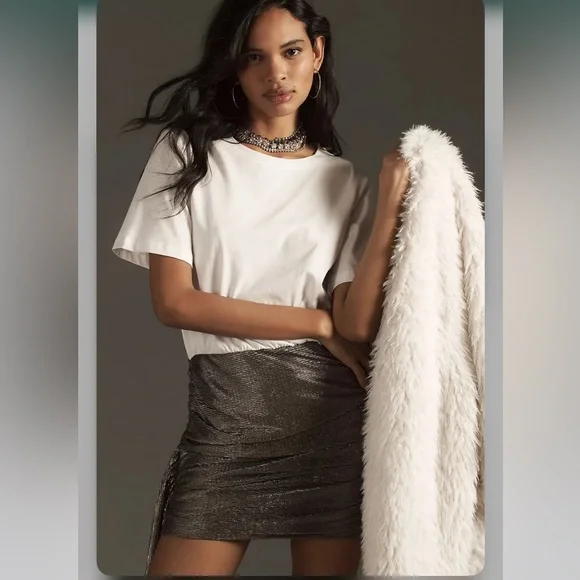 Porridge Crew-Neck Metallic Twofer Mini Dress - Picture 2 of 11